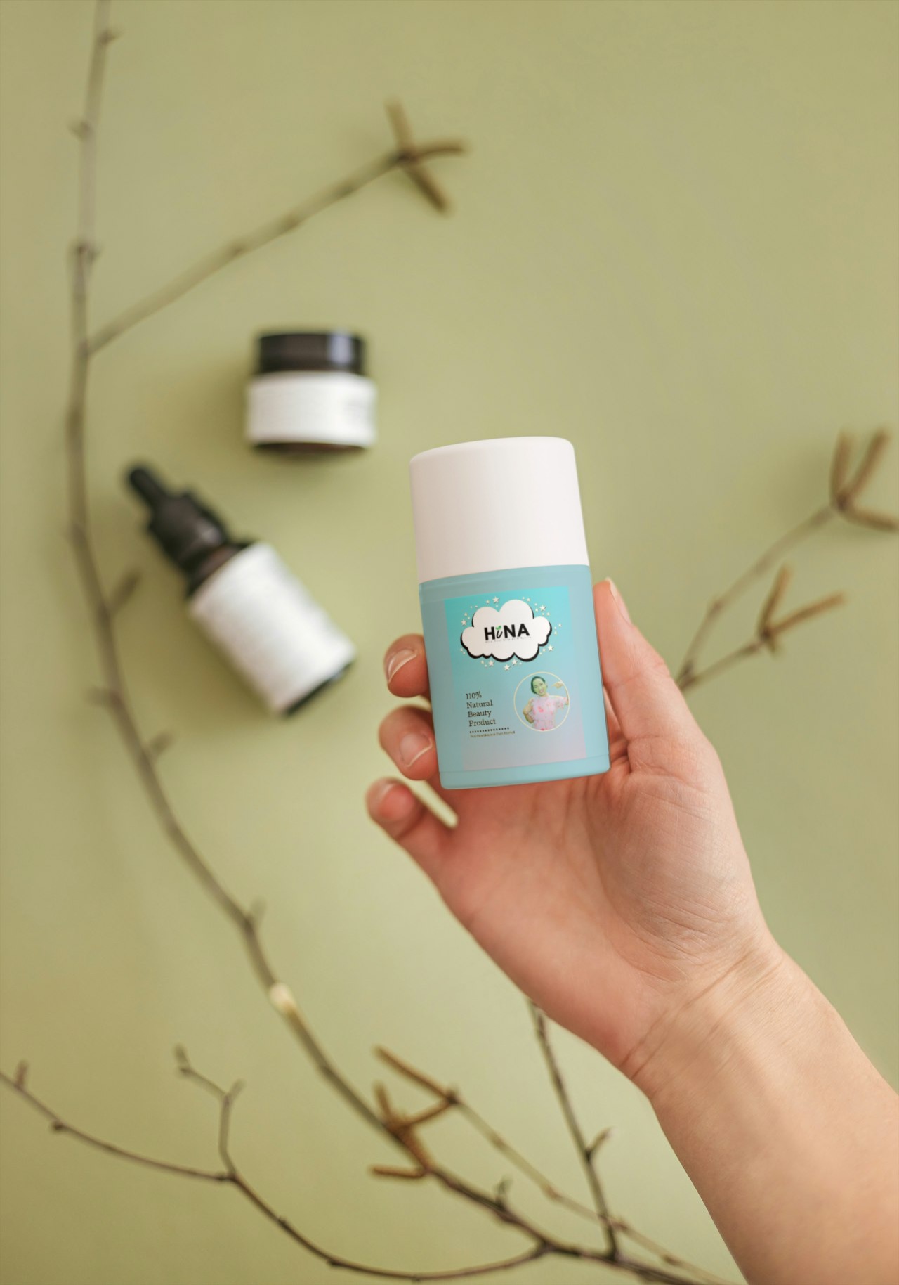 Model wearing plain gray basic tee.